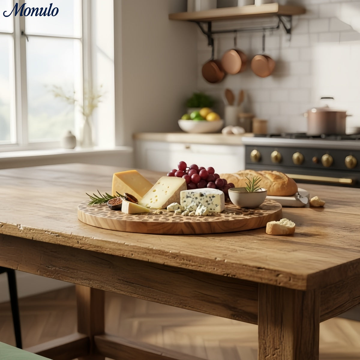 Wooden Serving Board Sapele Wood Round and Square Scandinavian Design for Kitchen and Table - Lamylie