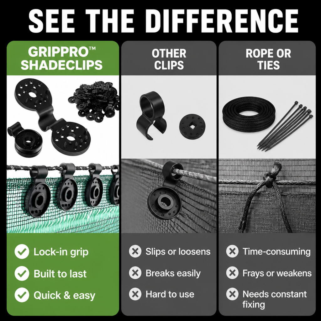 GripPro ShadeClips — Fija firmemente tu toldo exterior para disfrutar de una comodidad sin preocupaciones en todo momento - Lamylie