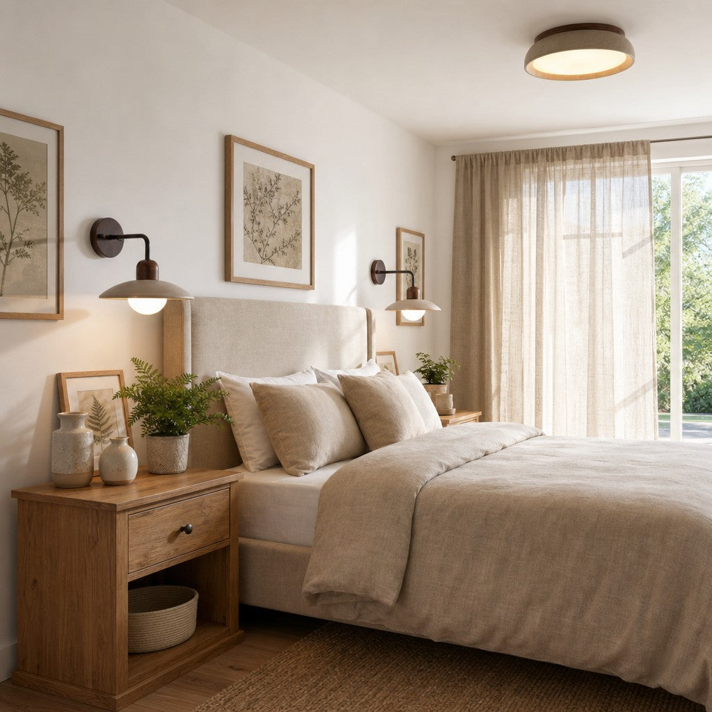 Ceiling Lamp Travertine Sculpture Beige Natural Stone 30cm 43cm Scandinavian Warm Light - Lamylie