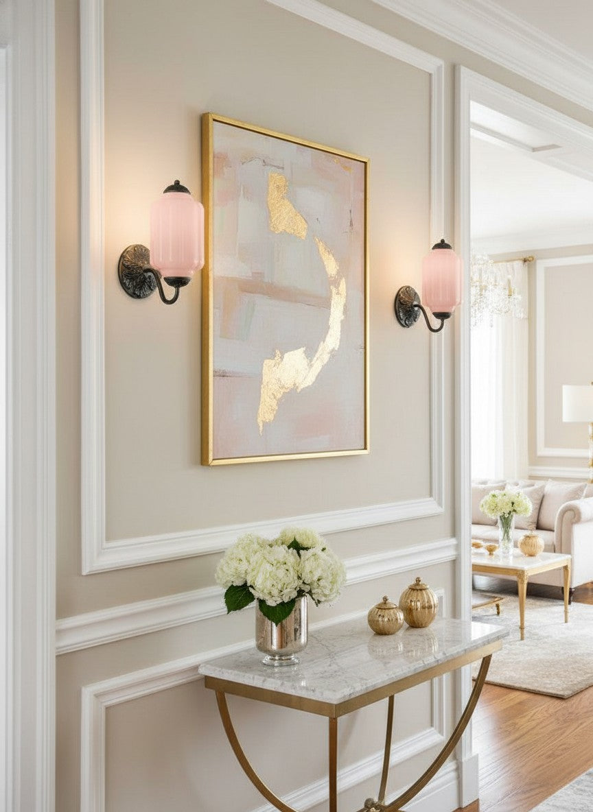 Milk Glass Wall Lamp Eloise for Hall and Bedroom | Vintage Wall Lighting with Milky White Glass - Lamylie