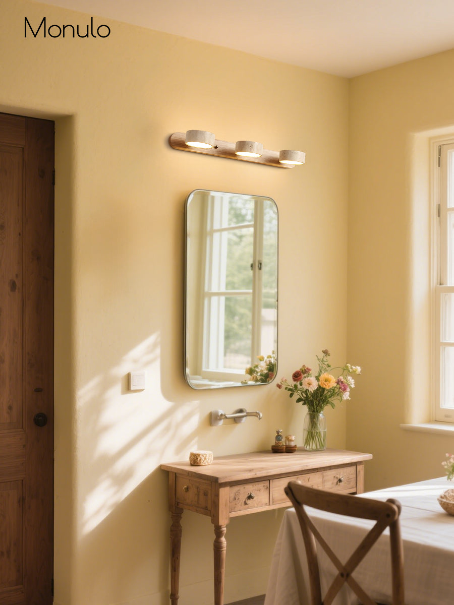 Wandleuchte mit mehreren Lichtpunkten Naturstein moderne Badezimmerbeleuchtung warmweiß kaltweiß 2-3-4 Lichter Steinleuchte - Lamylie