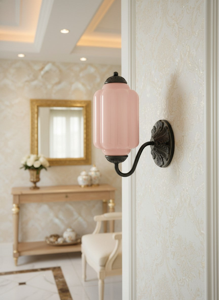 Milk Glass Wall Lamp Eloise for Hall and Bedroom | Vintage Wall Lighting with Milky White Glass - Lamylie