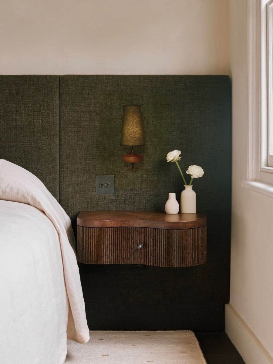 Retro Wall Lamp with Fabric Shade | Vintage Lighting for Bedroom - Lamylie