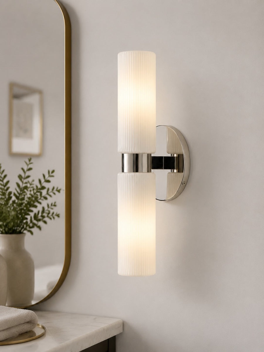 Wandlampe mit doppelten gerippten Glasröhren | Zeitgenössische Wandbeleuchtung für Flur und Eingang - Lamylie