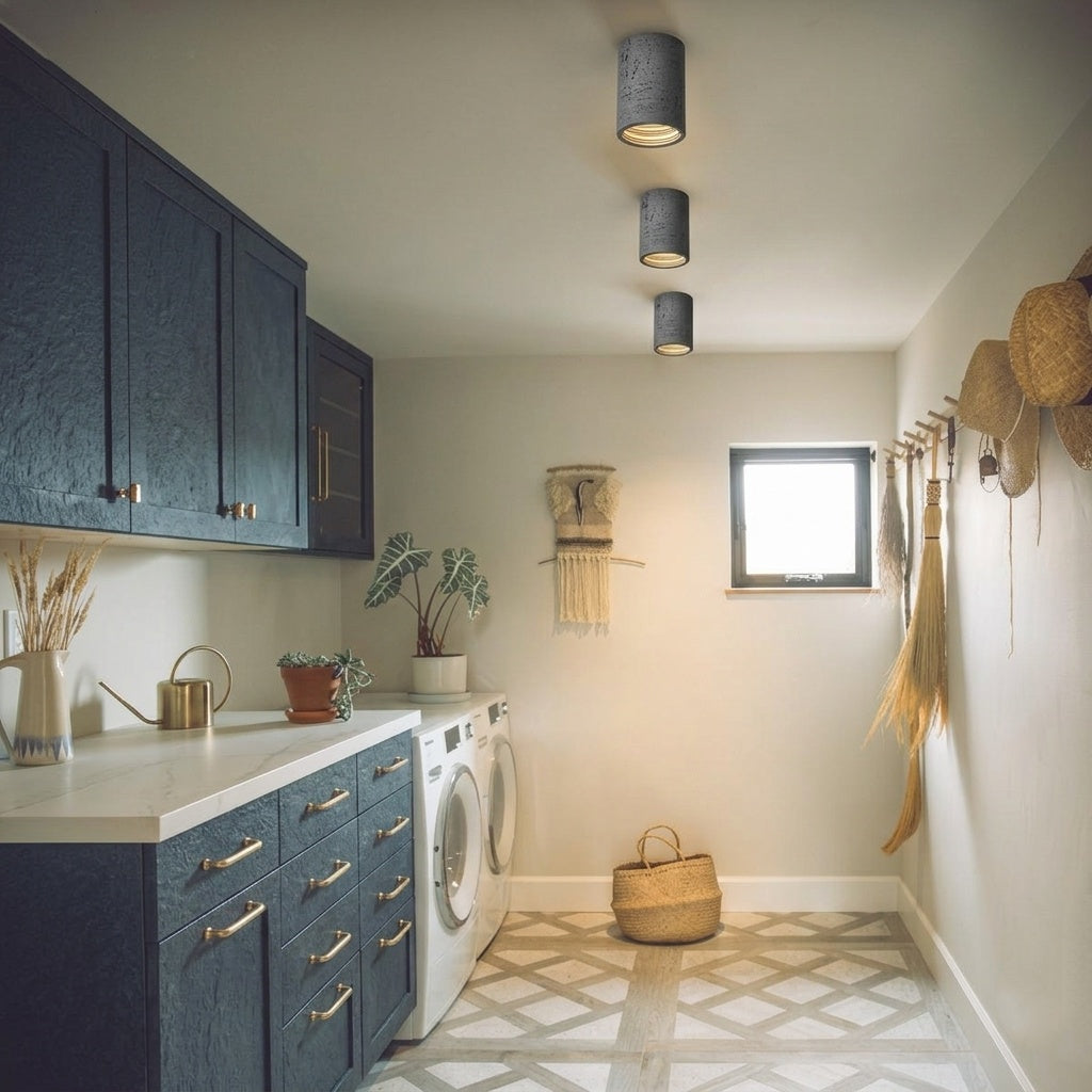 Cylindrical Travertine Ceiling Lamp | LED Lighting for Modern Interiors - Lamylie