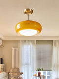 Ceiling Lamp Glass Disc Bauhaus Design Brass or Chrome Orange Yellow or White Glass Retro Stylish Lighting - Lamylie