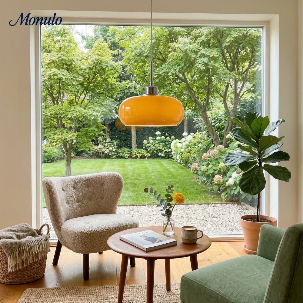 Bauhaus Glas Pendelleuchte Metall 11cm Nordisches Design Esszimmer Küche - Lamylie