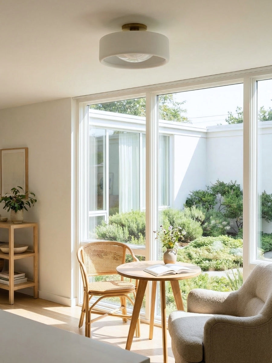 Porcelain Ceiling Lamp Round Modern | Soft Ambient Lighting for Hall Office Kitchen - Lamylie