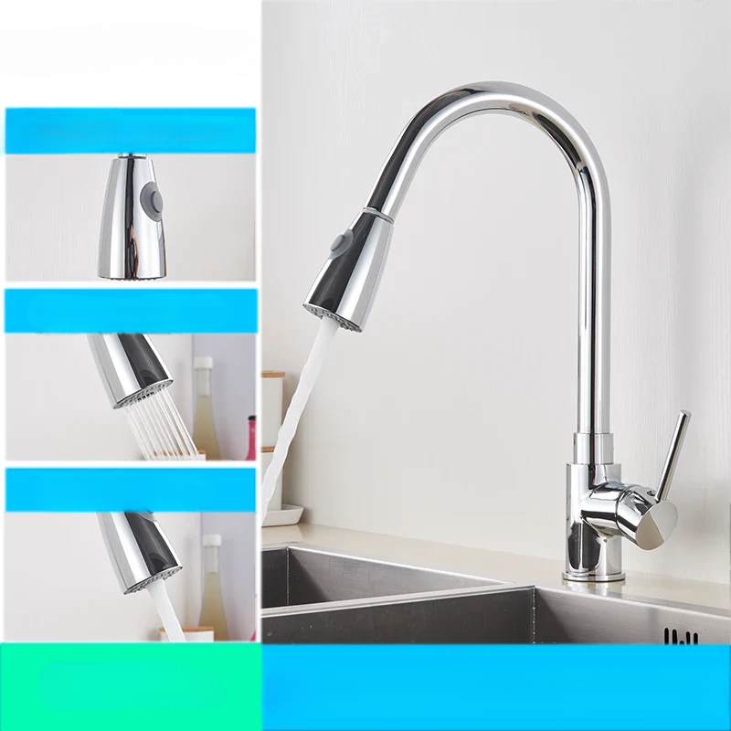 Rubinetto da cucina flessibile con doccetta estraibile | Design in acciaio spazzolato - Lamylie