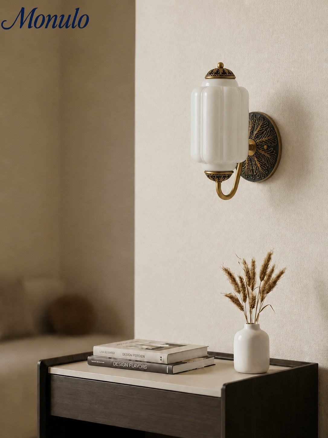Milk Glass Wall Lamp Eloise for Hall and Bedroom | Vintage Wall Lighting with Milky White Glass - Lamylie