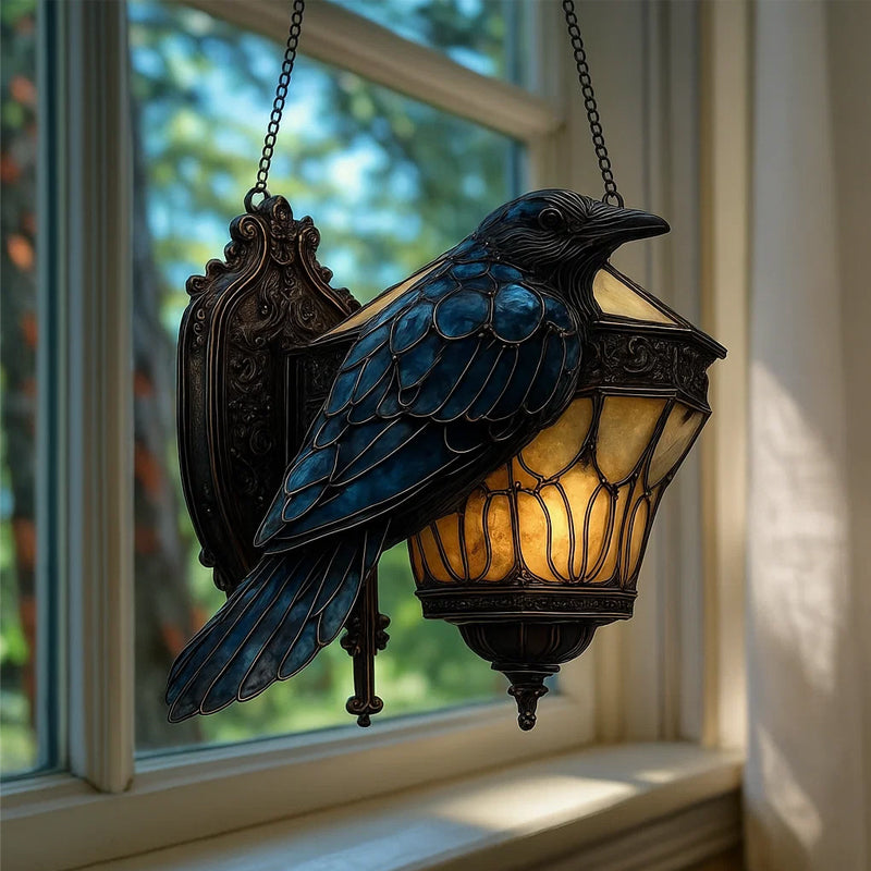Gothic Raven Window Decoration with Light Reflection Effect - Lamylie