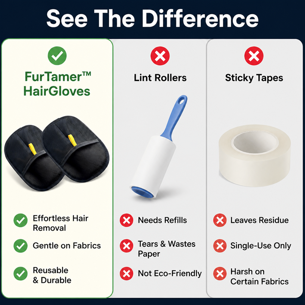 Luvas para pelos FurTamer — Controle fácil dos pelos do seu animal de estimação para uma casa tranquila e sem alergénios - Lamylie