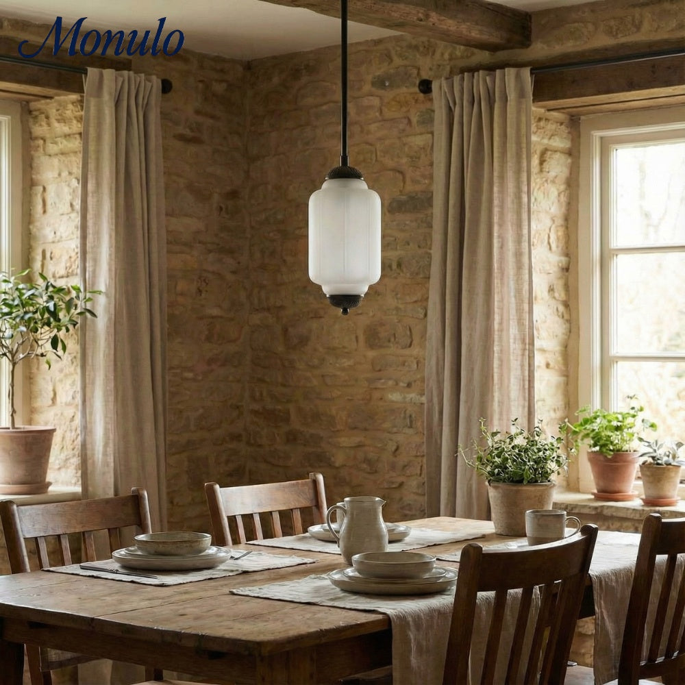 Vintage Milk Glass Pendant Lamp with Wavy Edge | Scandinavian Atmosphere Lighting for Kitchen and Bedroom - Lamylie