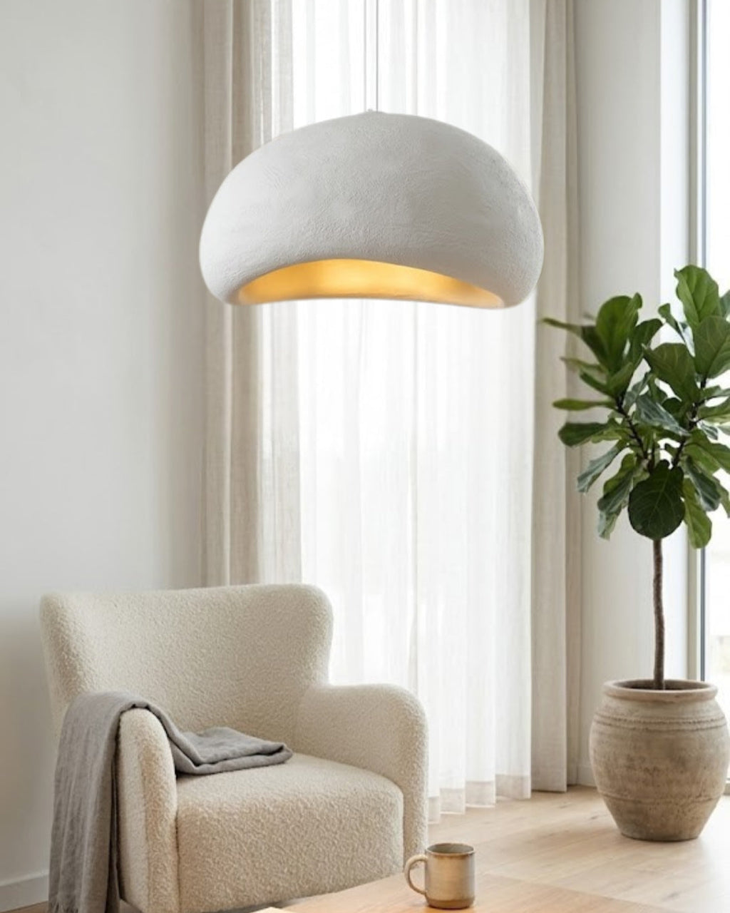 Wabi Sabi Polymer Pendant Lamp | Organic Texture Scandinavian Light Design for Living Room Dining Room - Lamylie