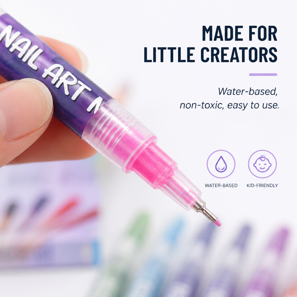 Set de stilouri pentru nail art ColorSplash — Aprinde creativitatea copilului tău cu distracție instantanee, fără murdărie - Lamylie