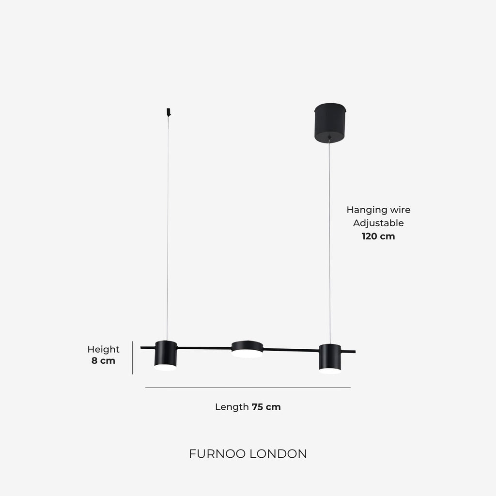 Linear LED Pendant Lamp Helios | Modern Lighting with Metal and Acrylic for Dining Room and Living Room - Lamylie
