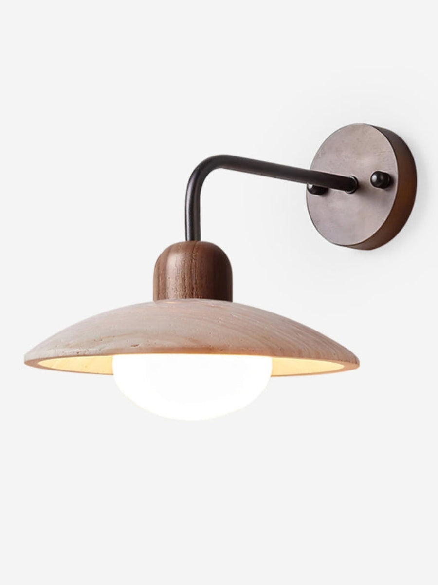 Travertine Wall Lamp Minimalist Disc Design Natural Stone Lighting for Living Room Bedroom Hall Modern Interior Wall Lighting with Warm Light - Lamylie