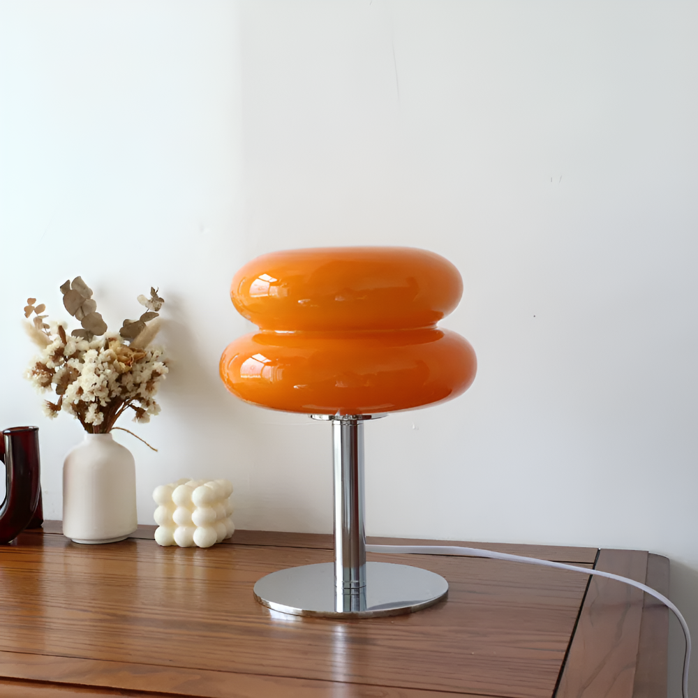 Venice Macaron Mushroom Table Lamp | Design Glass Dome with Iron Base | Decorative Lighting for Bedroom Living Room | Ø18×28cm - Lamylie