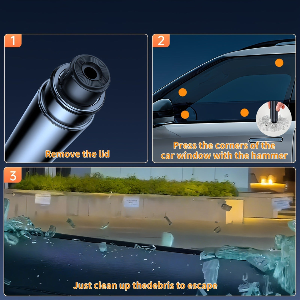 Nødhammer til bilen med sikkerhedsselebuilder - Lamylie
