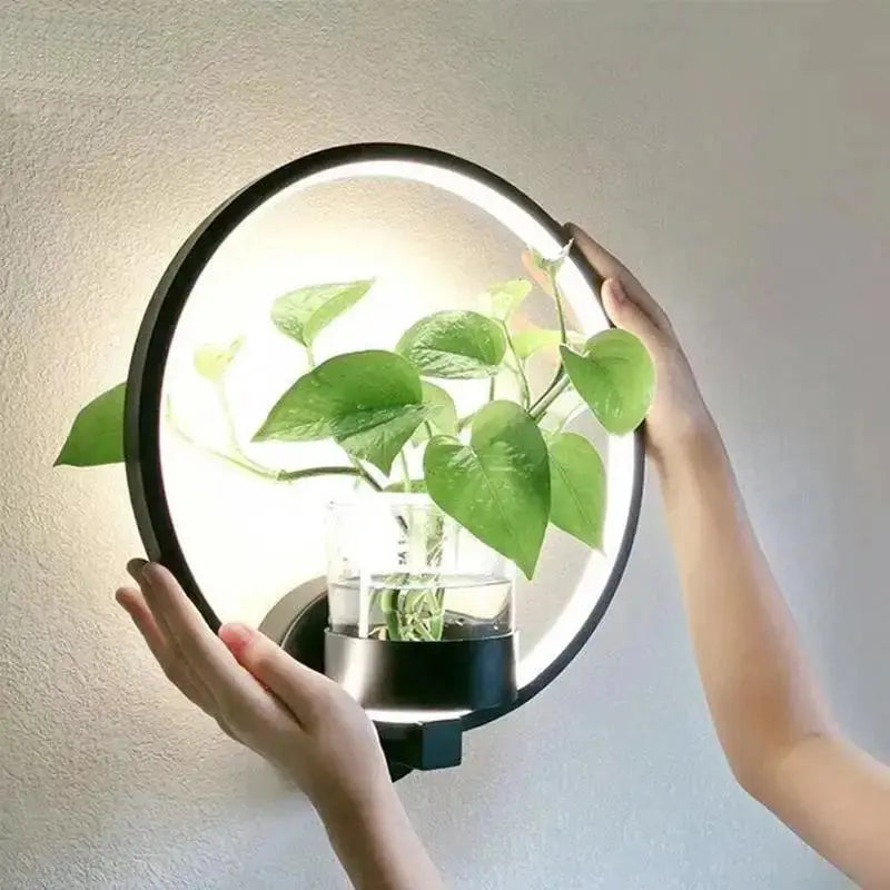 LED Wall Plant Light with Glass Vase | Warm Ambient Light | Decorative Wall Feature | GlowPlant - Lamylie