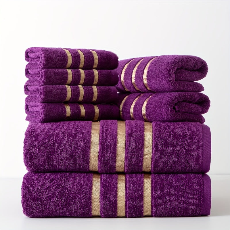 Conjunto de 8 toalhas 100% algodão Luxebliss — 400 GSM, macias e absorventes, qualidade hoteleira