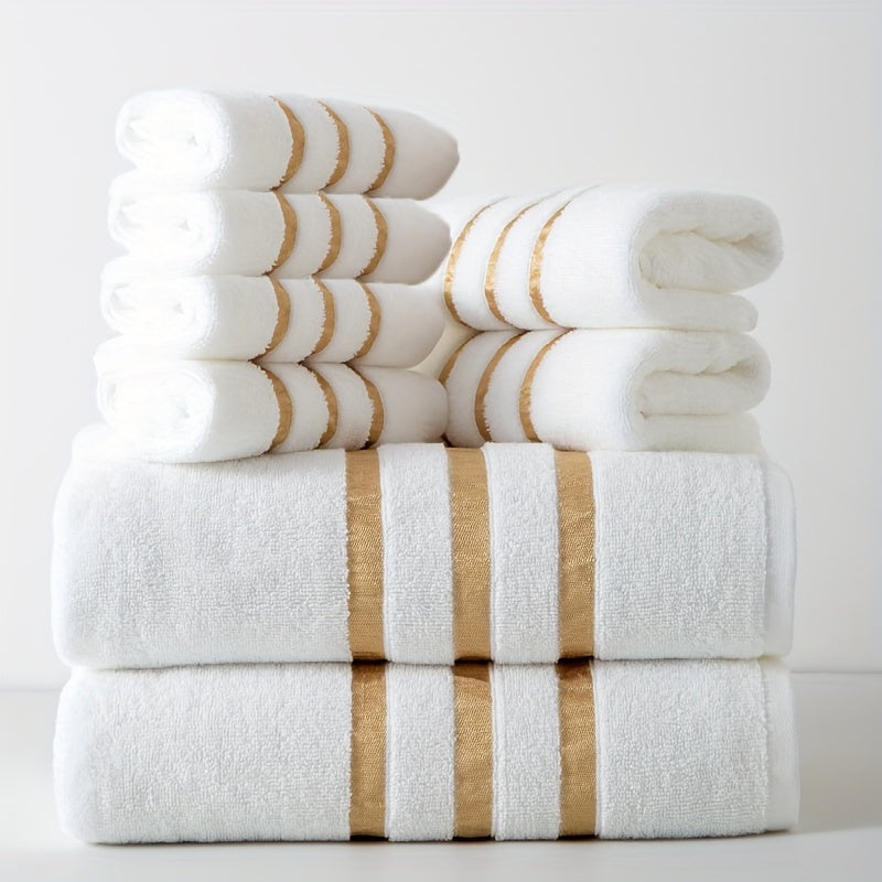 Conjunto de 8 toalhas 100% algodão Luxebliss — 400 GSM, macias e absorventes, qualidade hoteleira