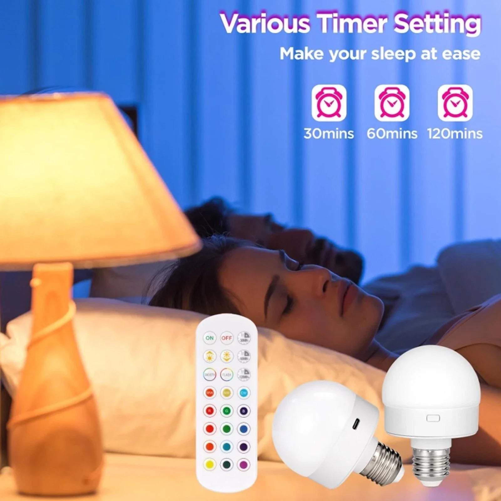 Wiederaufladbare E27 RGB LED-Lampe mit Fernbedienung – kabellose Installation - Lamylie