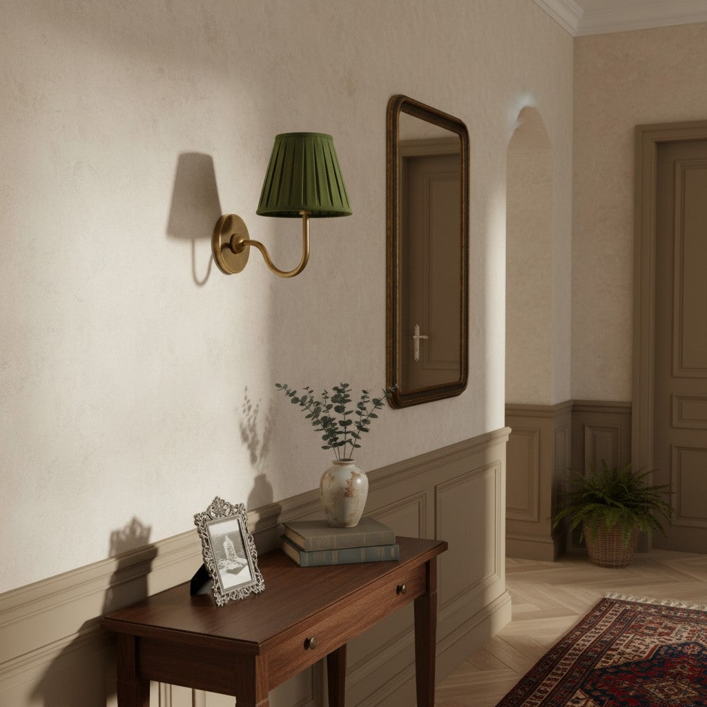 Wall Lamp with Pleated Fabric Shade | Classic Lighting for Bedroom and Living Room - Lamylie