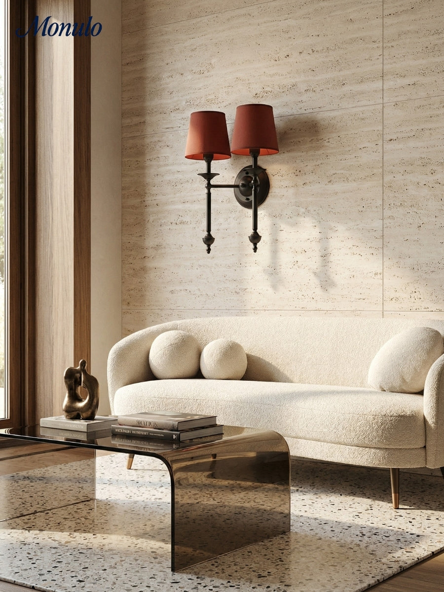 Stoffwandleuchte mit Vintage-Kupfer-Finish | Atmosphärische Beleuchtung für Flur, Schlafzimmer und Wohnzimmer - Lamylie