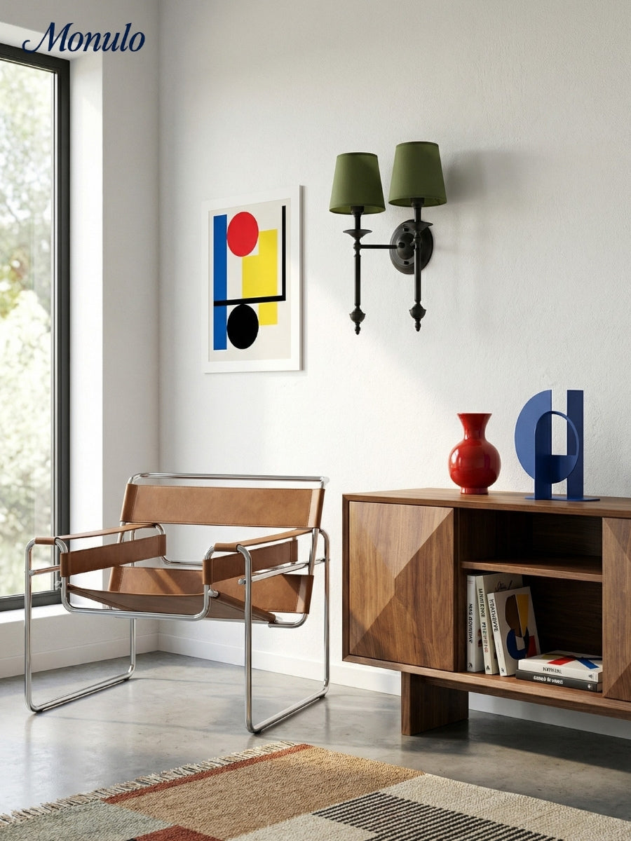 Stoffwandleuchte mit Vintage-Kupfer-Finish | Atmosphärische Beleuchtung für Flur, Schlafzimmer und Wohnzimmer - Lamylie