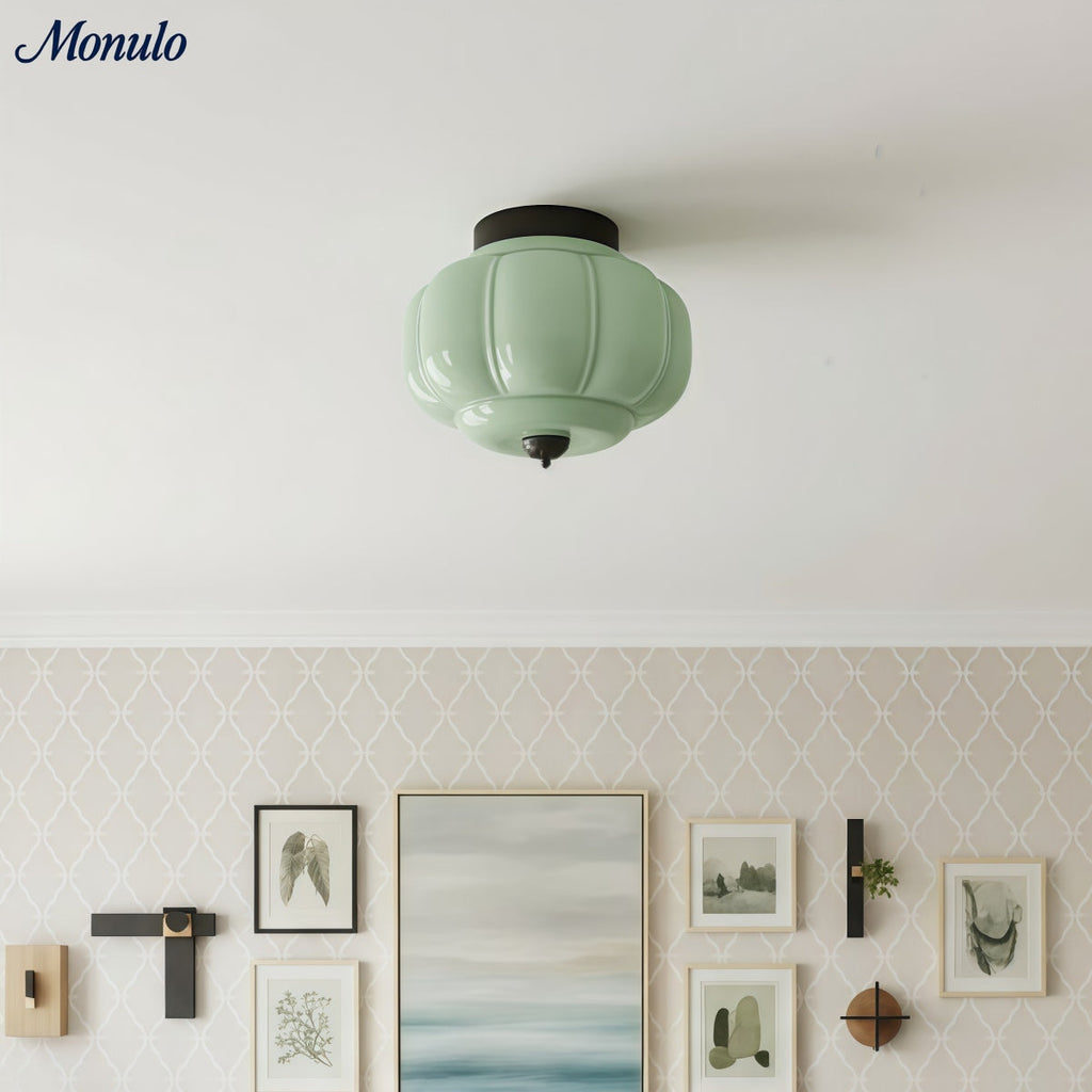 Retro Ceiling Lamp with Milk Glass Shade | Refined Semi-Flush Mount Lighting for Modern Interiors - Lamylie