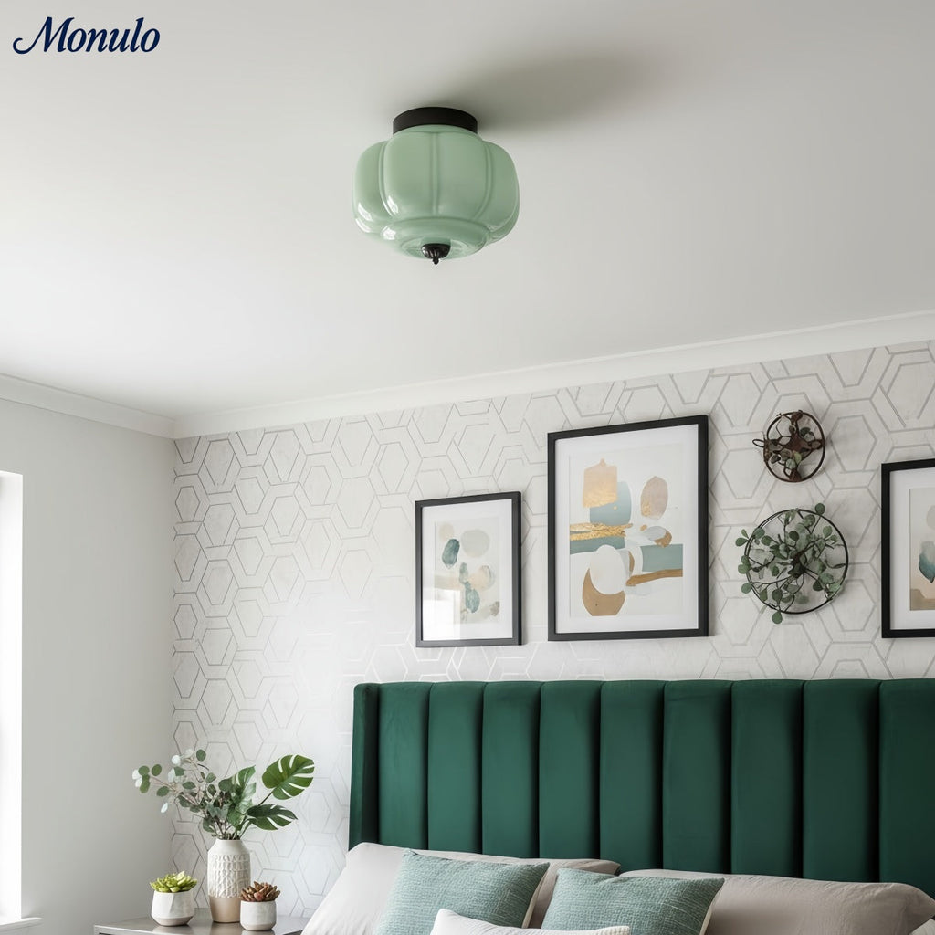 Retro Ceiling Lamp with Milk Glass Shade | Refined Semi-Flush Mount Lighting for Modern Interiors - Lamylie