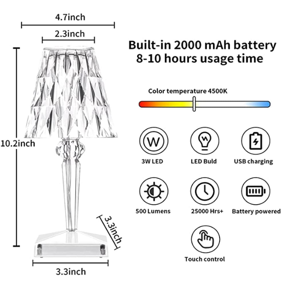 LED Glass Crystal Table Lamp - Lamylie