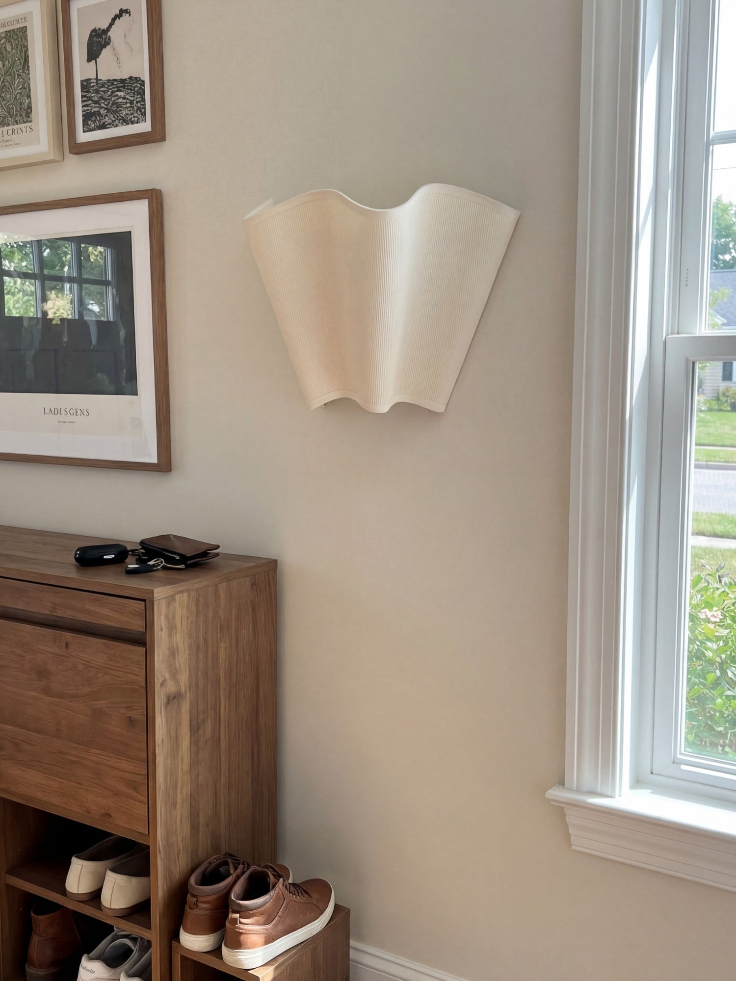 Wandlampe mit gewelltem Leinen-Schirm Retro-Design Klassische Ambientebeleuchtung für Wohnzimmer Schlafzimmer Leseecke - Lamylie