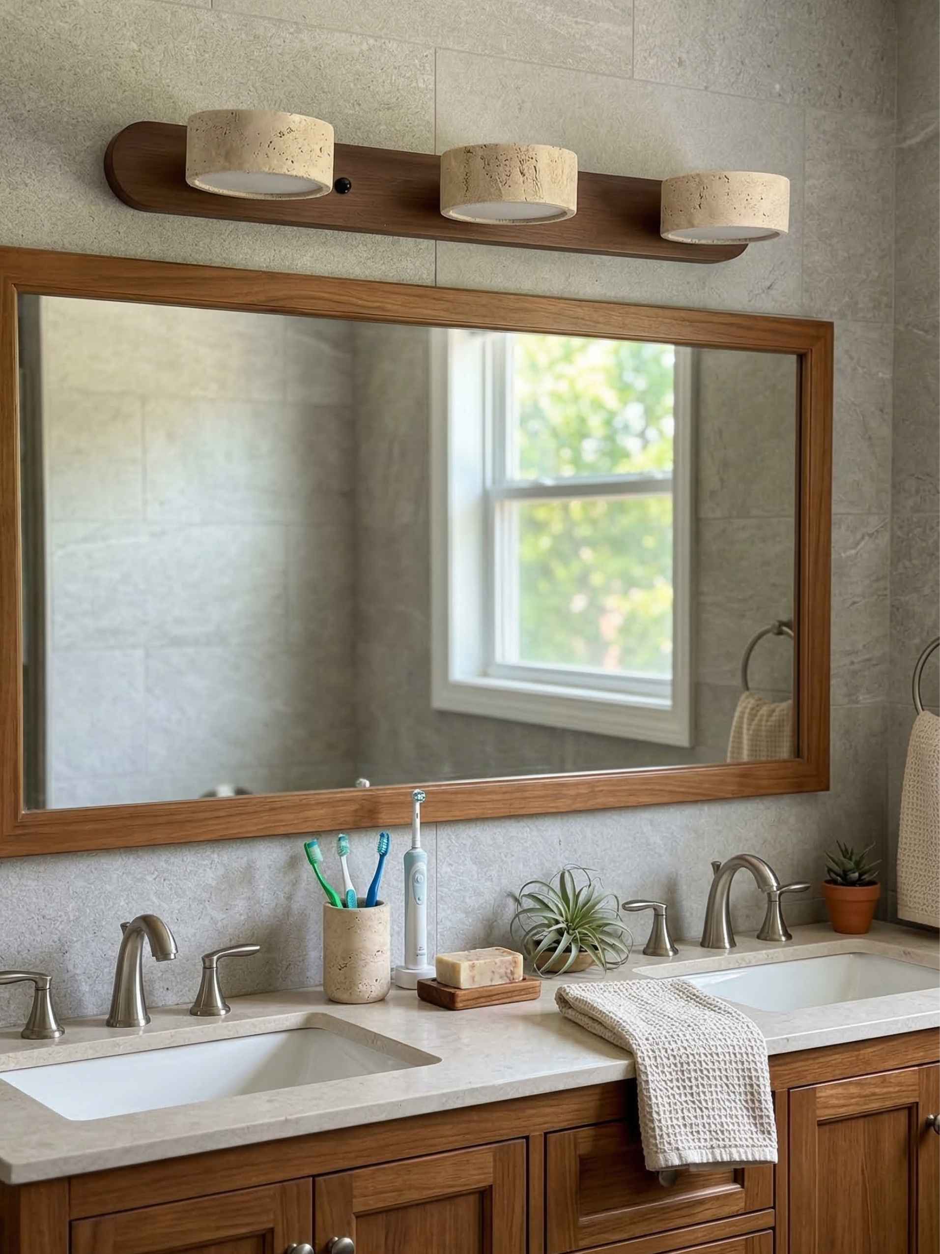 Wall lamp with multiple light points natural stone modern bathroom lighting warm white cool white 2-3-4 lights stone fixture - Lamylie