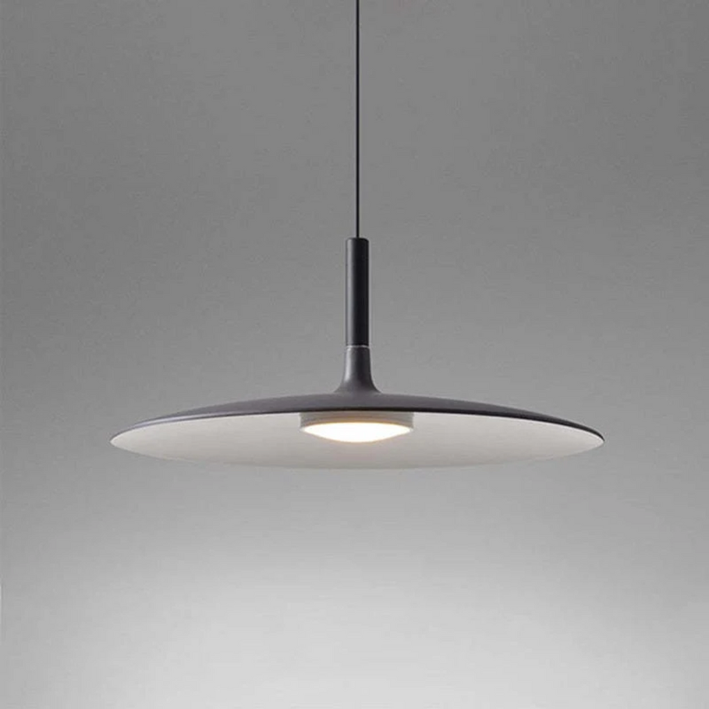 Contemporary White Metal Hanging Lamp – LED, Height Adjustable - Lamylie