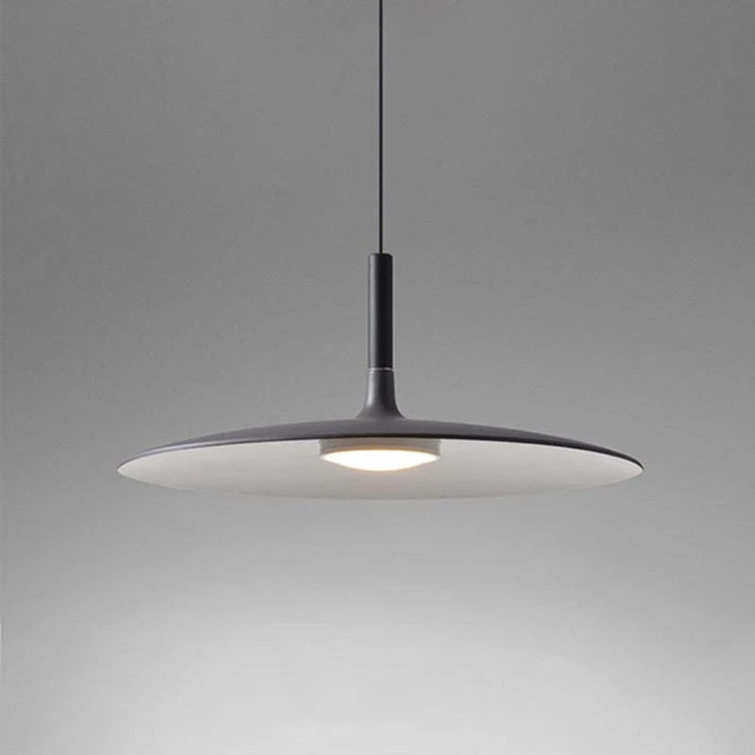 Contemporary White Metal Hanging Lamp – LED, Height Adjustable - Lamylie