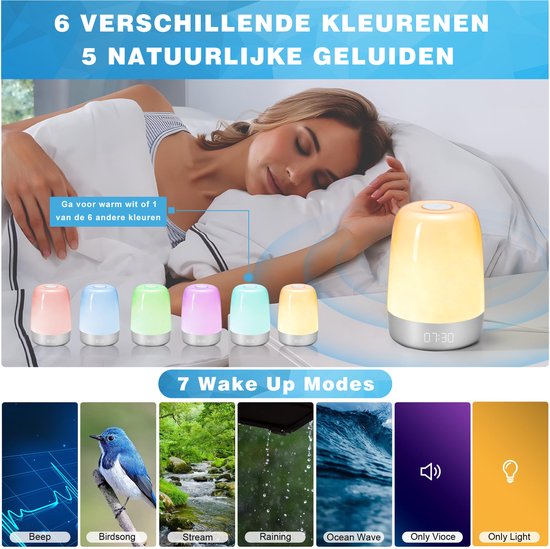 Sonnenaufgang-Wecklampe mit Naturgeräuschen – Sanftes Aufwachlicht zur Schlafverbesserung - Lamylie