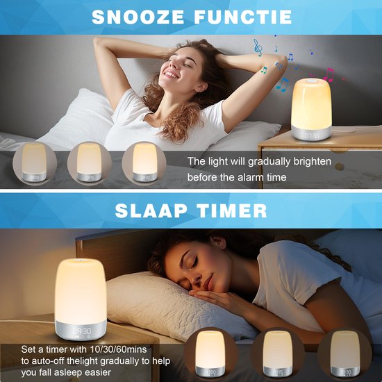 Sonnenaufgang-Wecklampe mit Naturgeräuschen – Sanftes Aufwachlicht zur Schlafverbesserung - Lamylie