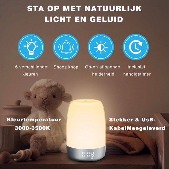 Sonnenaufgang-Wecklampe mit Naturgeräuschen – Sanftes Aufwachlicht zur Schlafverbesserung - Lamylie