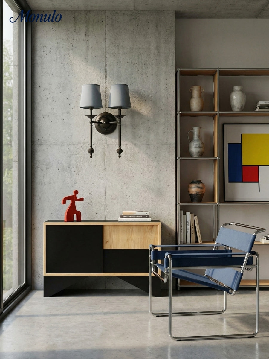 Stoffwandleuchte mit Vintage-Kupfer-Finish | Atmosphärische Beleuchtung für Flur, Schlafzimmer und Wohnzimmer - Lamylie