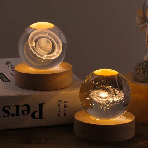 3D Carved Crystal Globe Lamp – Soft LED Night Light - Lamylie
