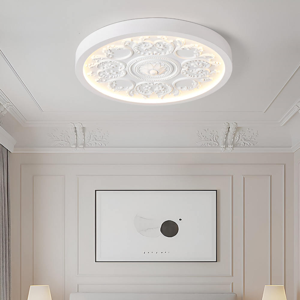 Ceiling lamp with embossed floral design – Remote dimmable control - Lamylie