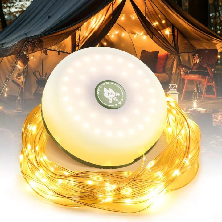 Camping lantern with 10m RGB string lights – ambiance & safety for every outing - Lamylie