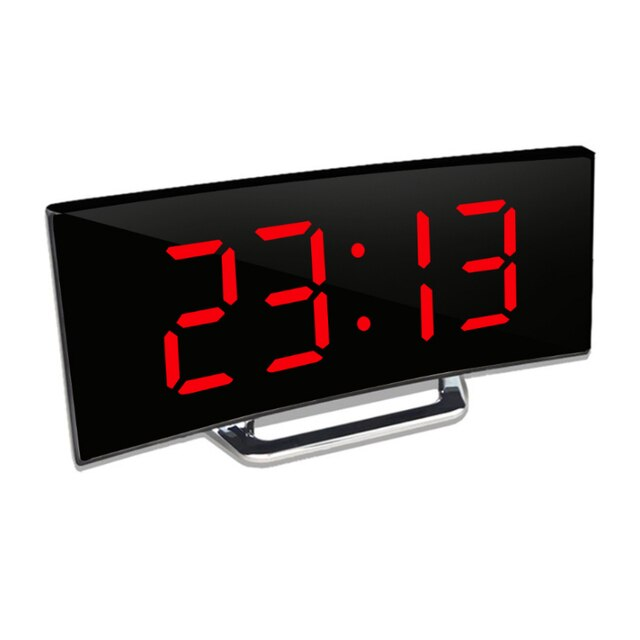 ساعة رقمية | شاشة LED مرآة لعرض المنبّه | تعتيم تلقائي مضاد للتوهج | CurveClock - Lamylie