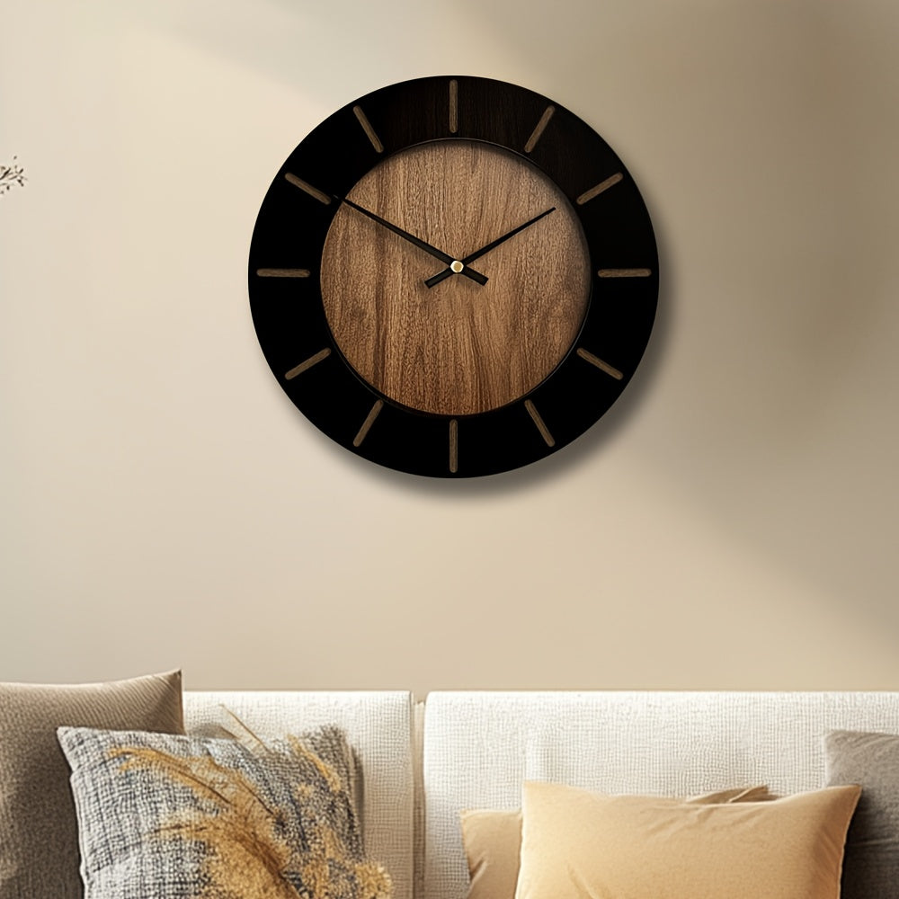Relógio de parede de madeira TimberMuse — Movimento silencioso, silhueta clássica
