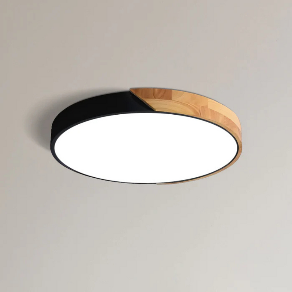 Minimalistyczna lampa sufitowa z drewna i akrylu | Skandynawski design do salonu i sypialni | Energooświetlne światło LED | Łatwy montaż – Lamylie