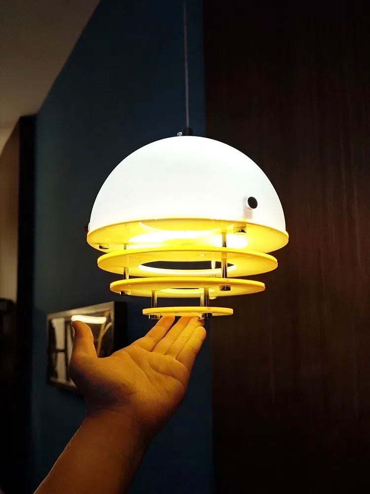 Stylish Pendant Lamp Bauhaus Design Orange-White Ambient Lighting for Modern Interiors - Lamylie
