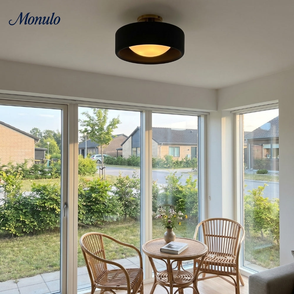 Porcelain Ceiling Lamp with Sleek Mounting | Modern Low Profile Lamp Ceramic Surface Lighting - Lamylie
