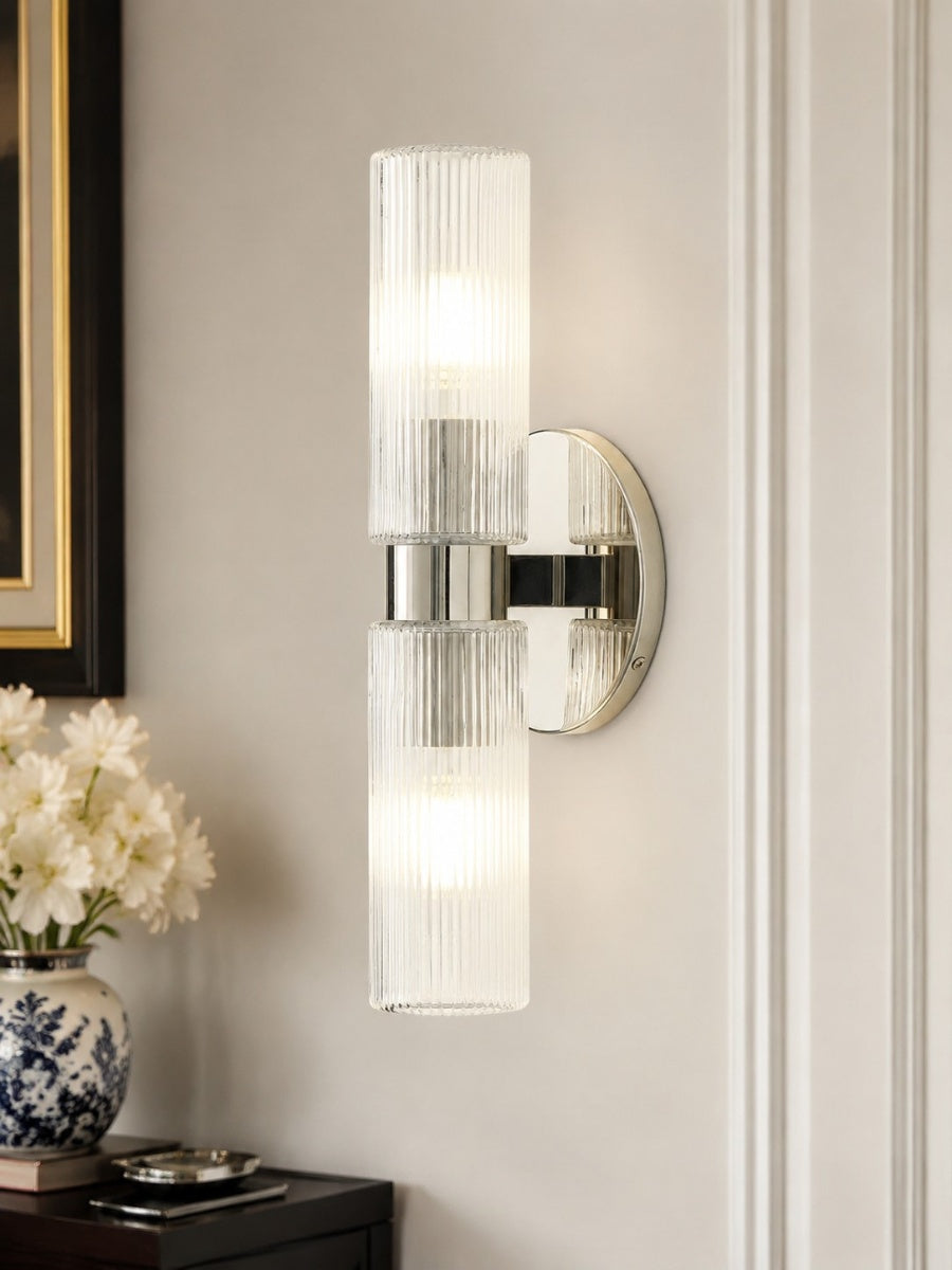 Wall lamp with double ribbed glass tubes | contemporary wall lighting for hall and entrance - Lamylie